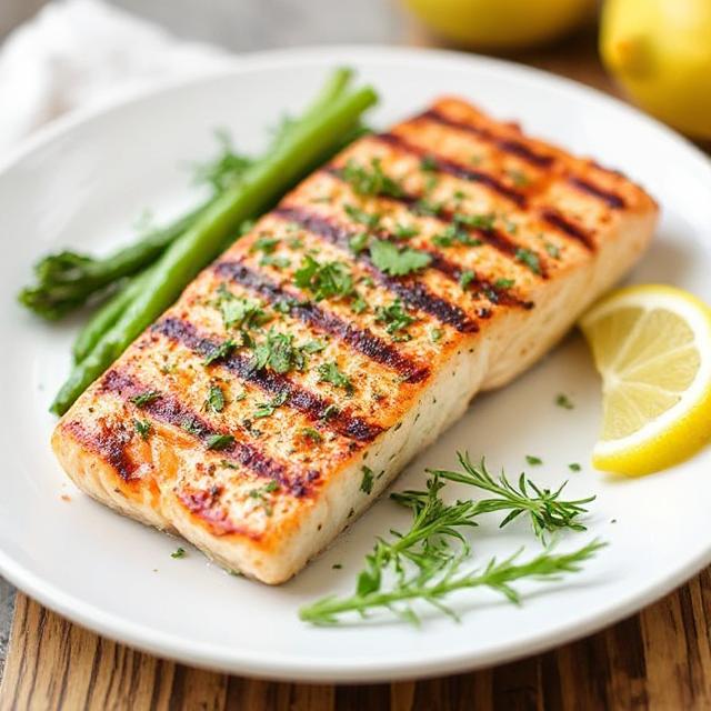 Σολομός στη Σχάρα με Λεμόνι και Βότανα